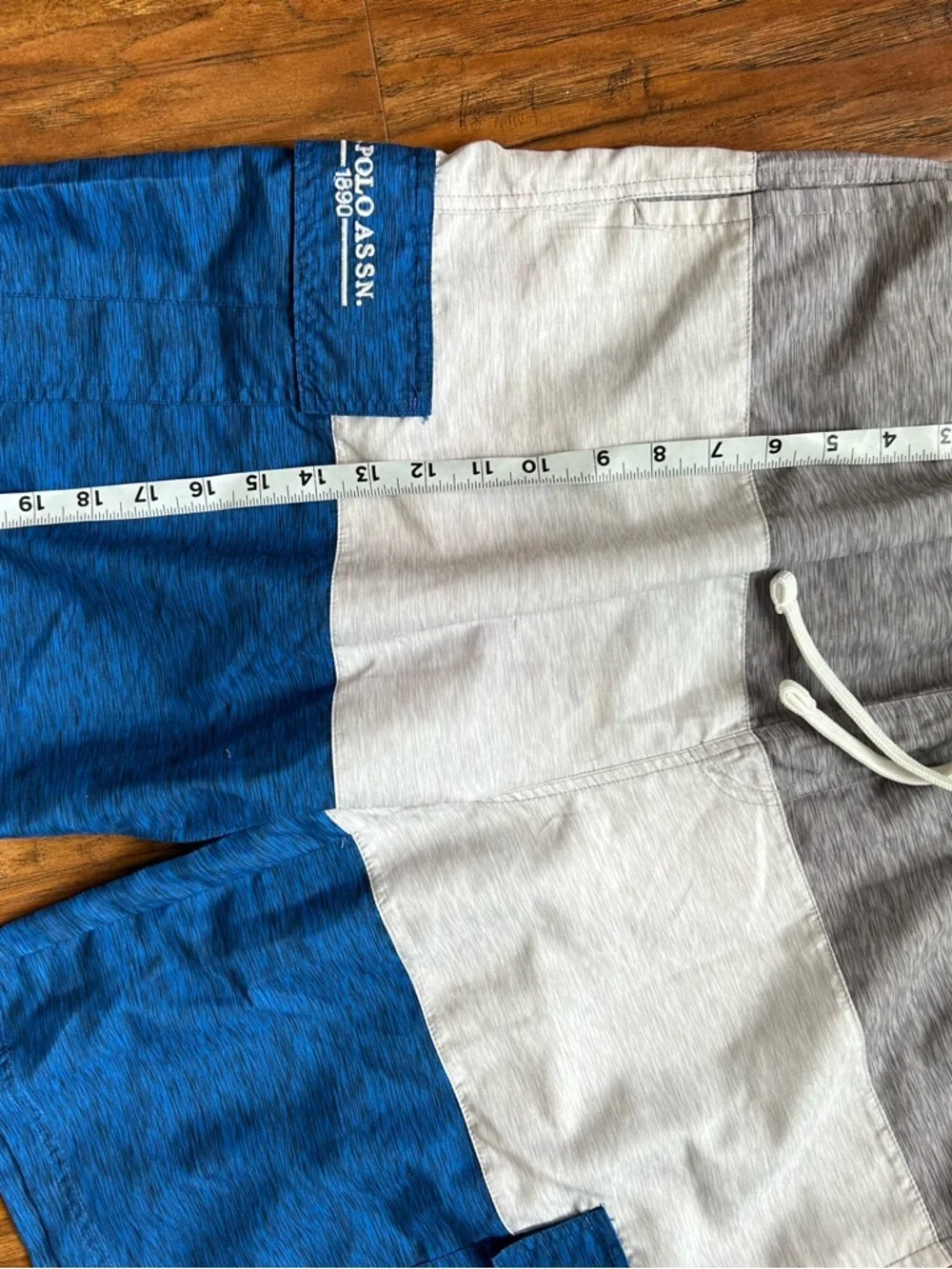 U.S. Polo Assn. Gray White and Royal Blue Colorblock Swim Shorts
